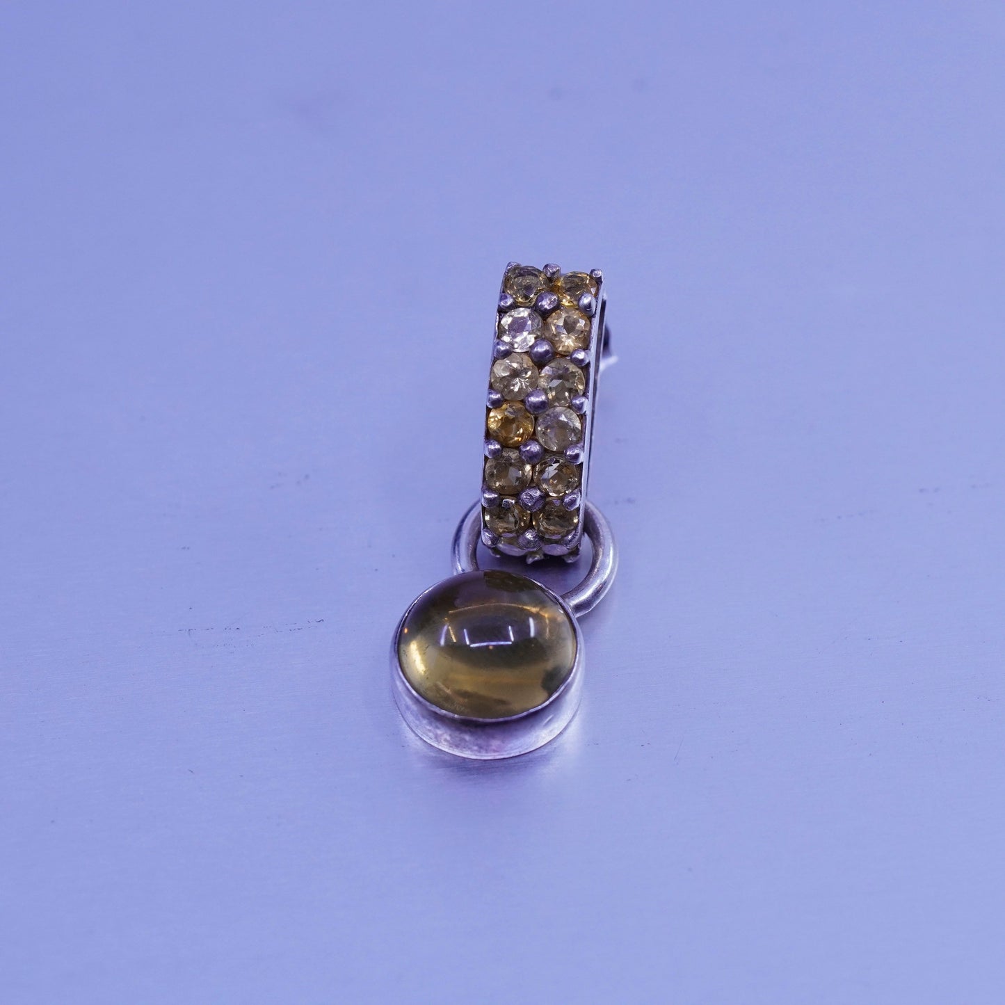Vintage fusion Sterling 925 silver handmade earrings with citrine and dangles