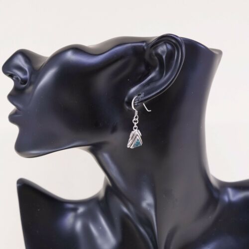 Amazing Southwestern handmade Sterling Silver earrings, 925 Malachite Dangles