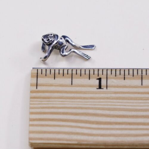 Vintage Sterling Silver Frog Pendant, Solid 925 Silver Charm