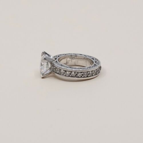 Sz 7, Vtg Sterling Silver Ring, 925 Silver Engagement Ring W/ Crystal