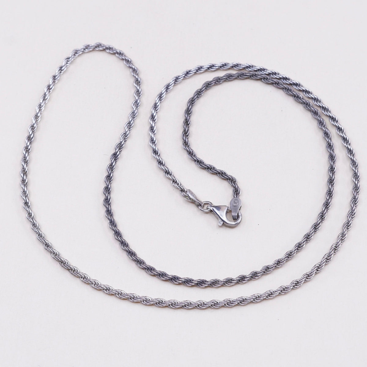 24”, 2mm, vintage SU Sterling silver necklace, 925 French rope chain