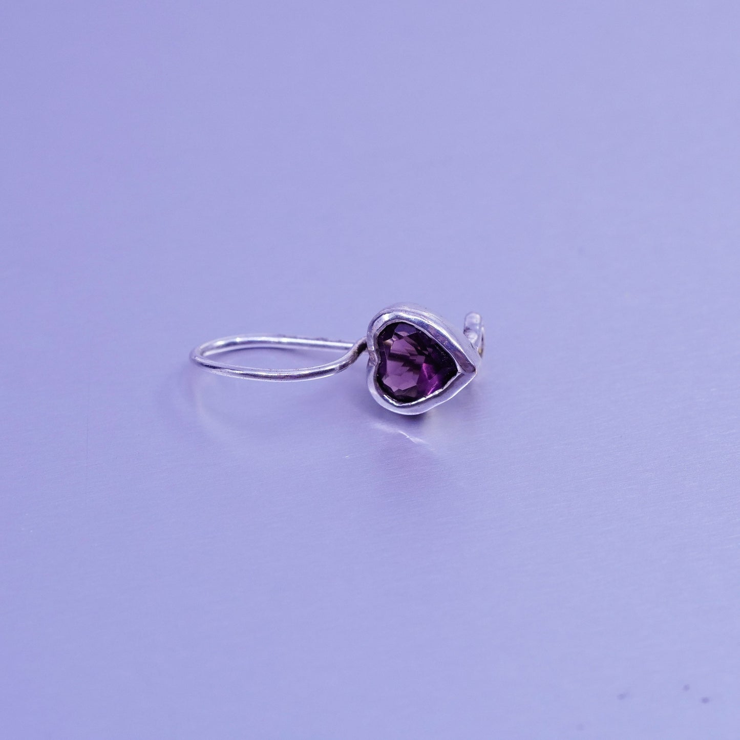 Vintage Sterling 925 silver earrings with heart amethyst