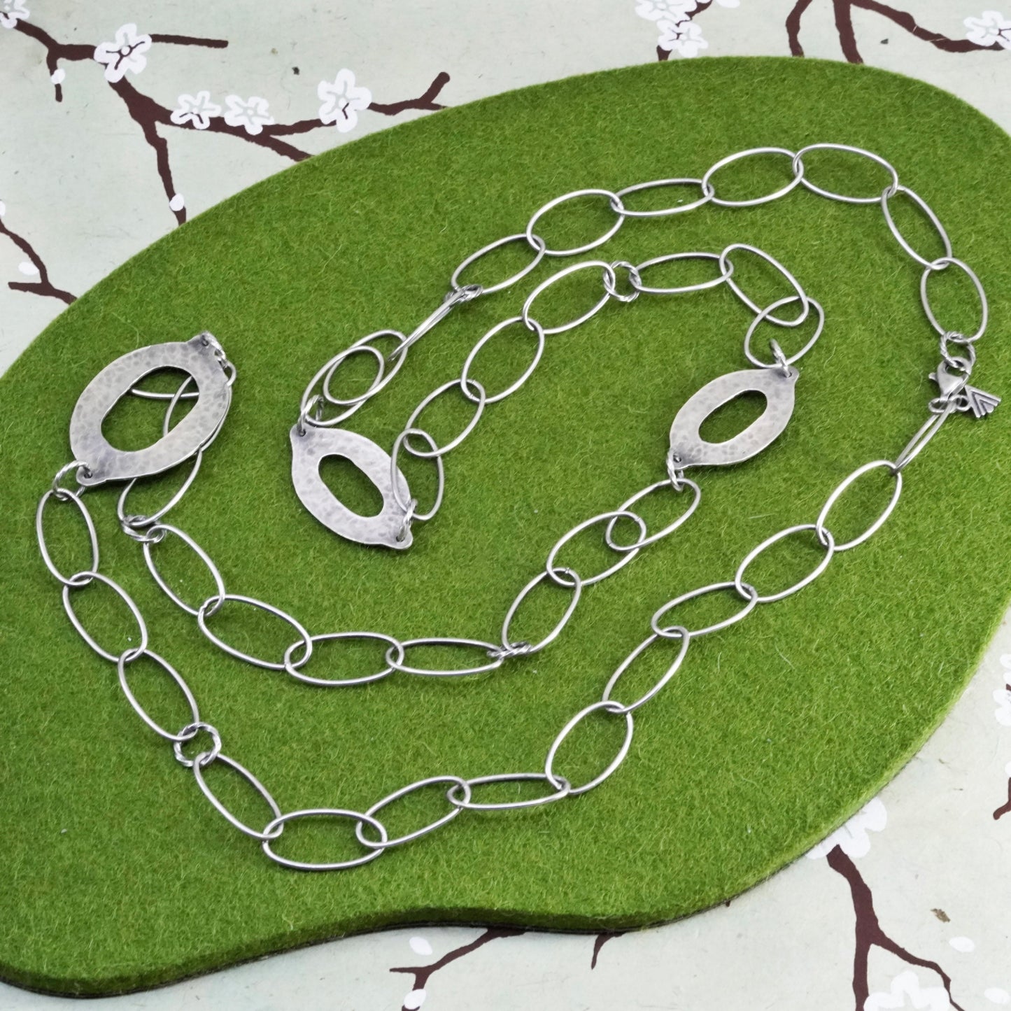 35”, Silpada N1506 925 Sterling Silver Oxidized Hammered extra long Necklace