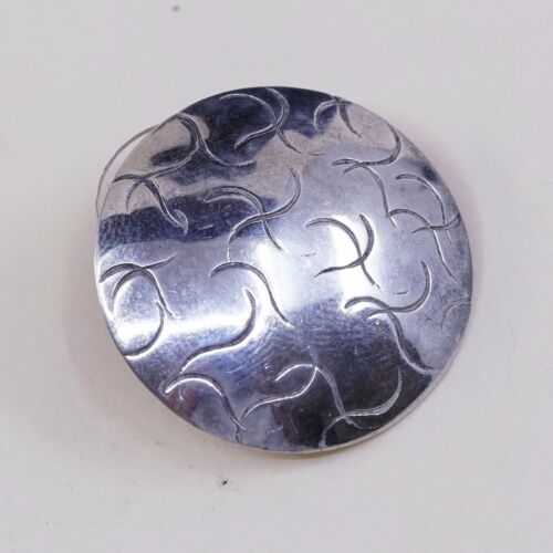 Southwestern Handmade 925 Sterling Silver Round Studs Earrings W/ Wavy Pattern