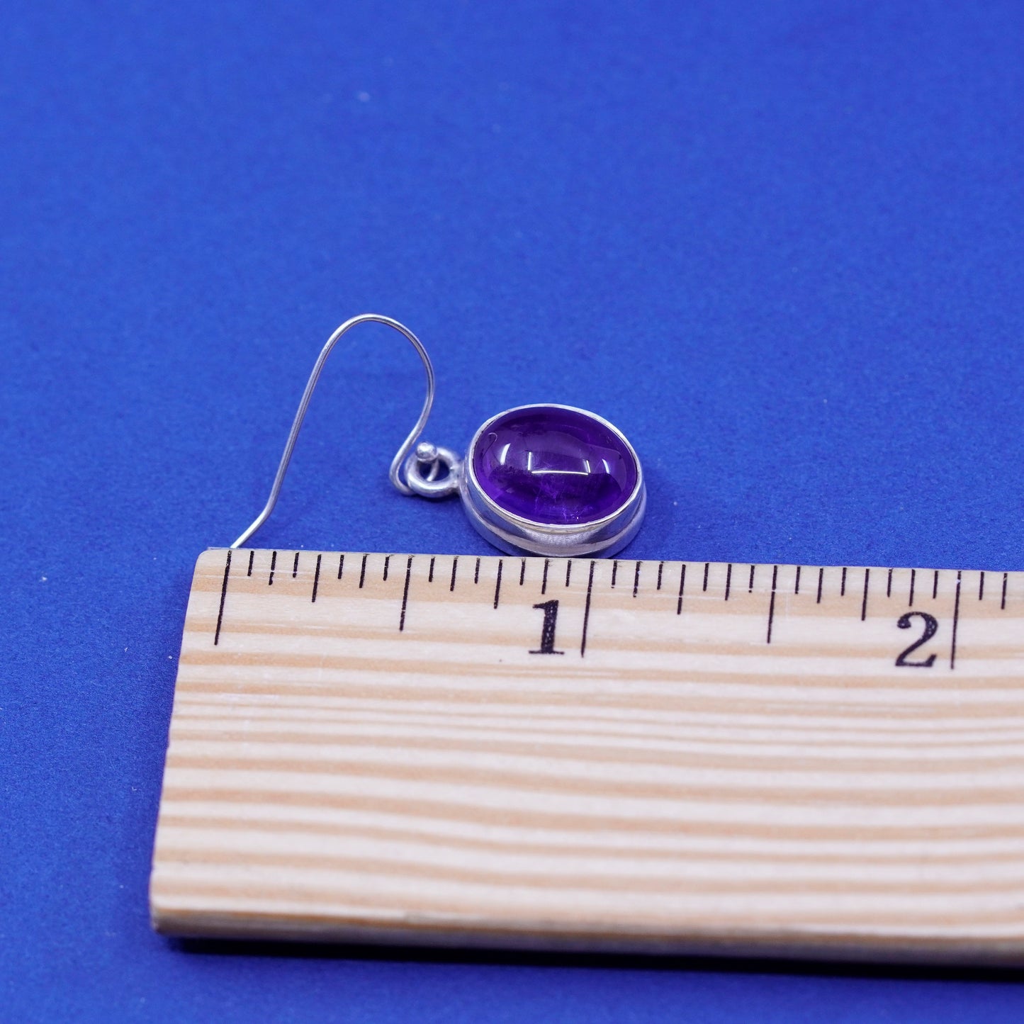 Vintage sterling 925 silver handmade earrings with amethyst