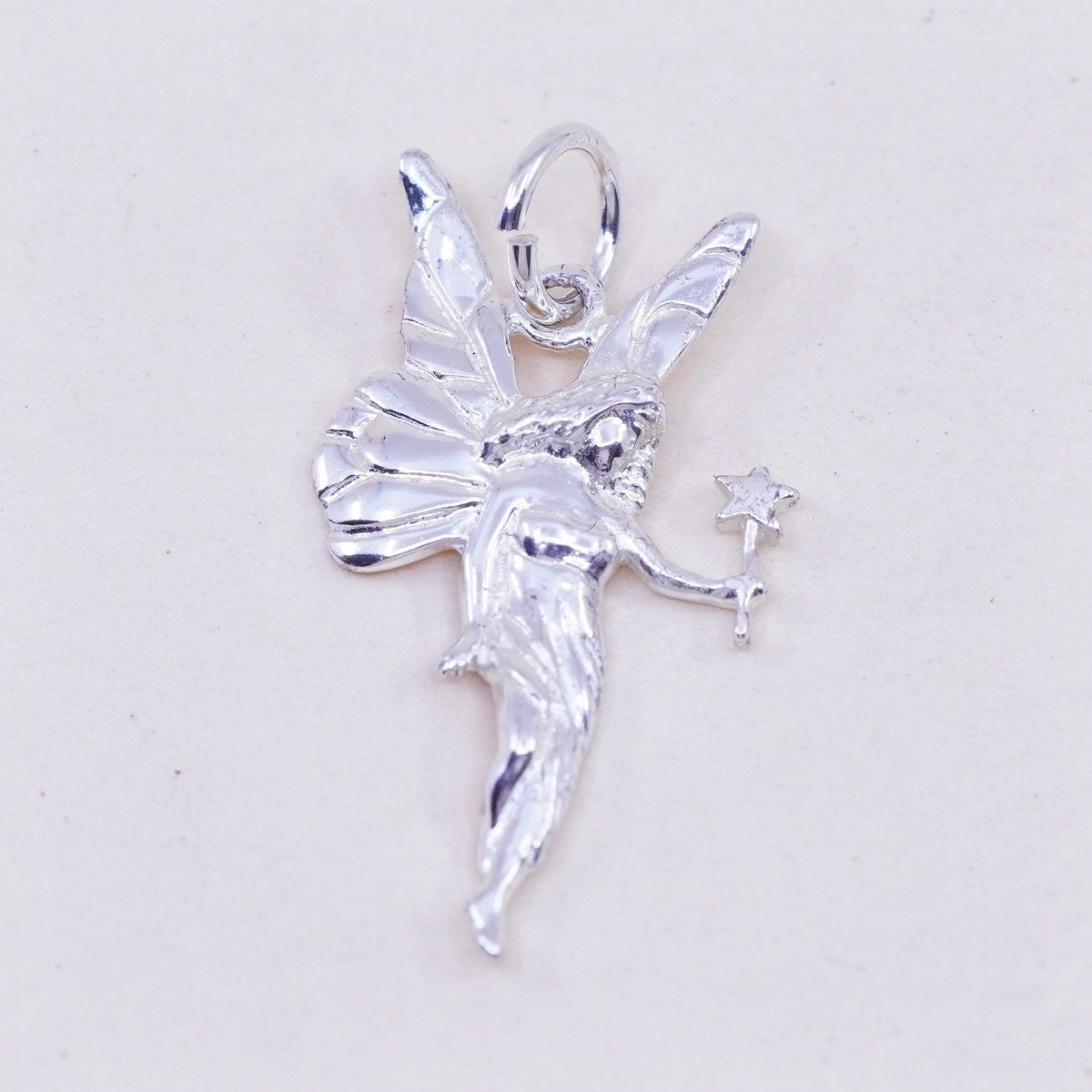 Vintage sterling silver handmade pendant, 925 fairy charm