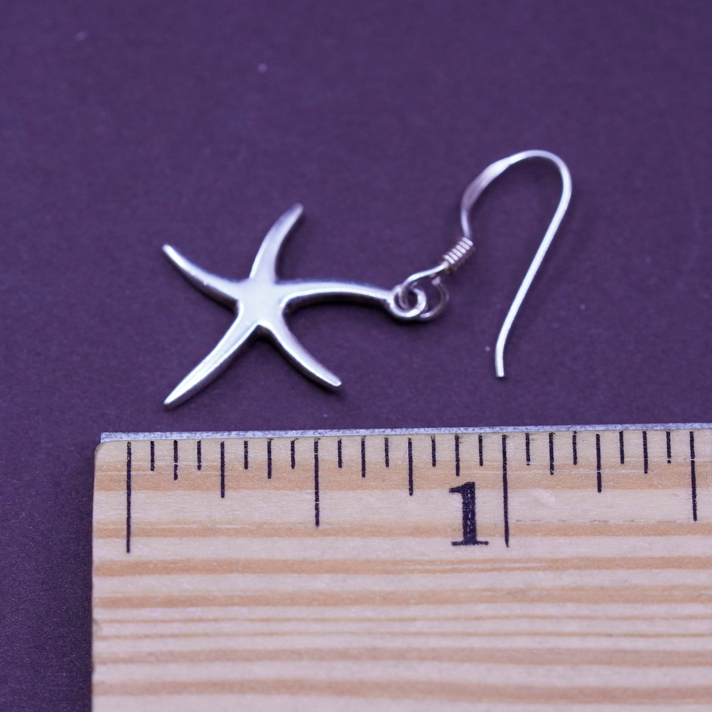 Vintage Sterling silver handmade earrings, 925 star starfish