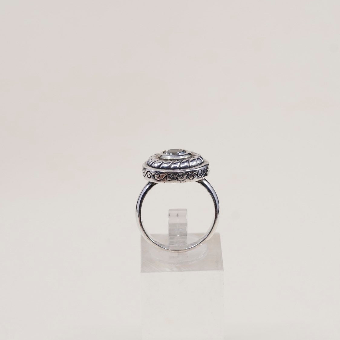 sz 8.25, Brighton Sayan Sterling silver statement ring, 925 cable around cz