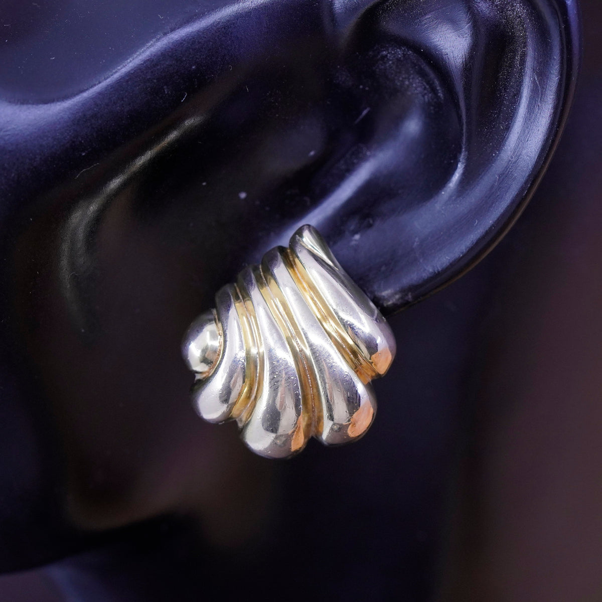 Italy Veronese vermeil gold over Sterling silver earrings, 925 teardrop studs