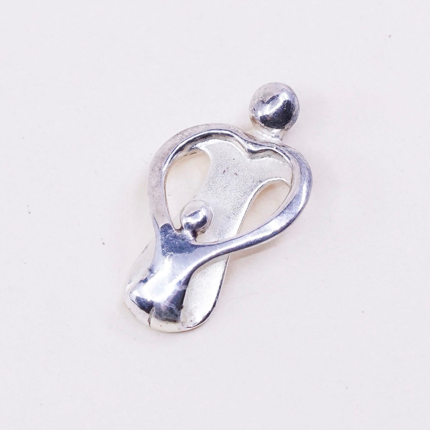 Vintage carolyn pollack sterling silver handmade pendant, heart 925 pendant