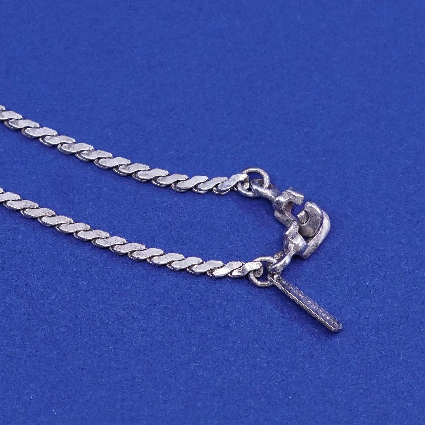 30”, 2mm, vintage Sterling silver handmade necklace, 925 flatten curb chain