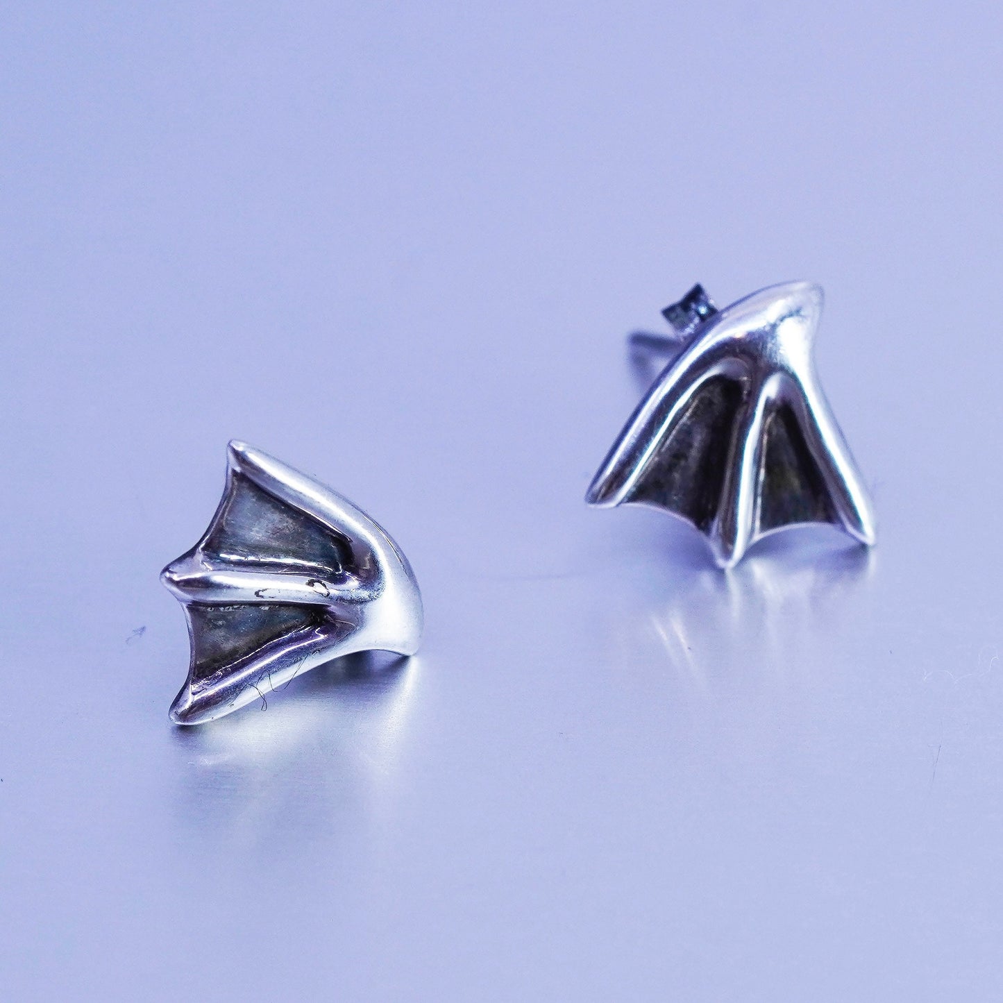 Vintage Sterling 925 silver handmade earrings, frog paw studs