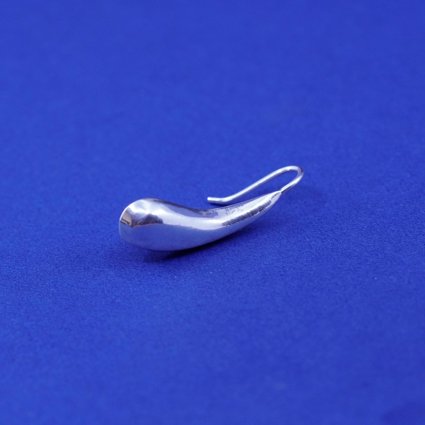 Vintage sterling silver handmade earrings, 925 simple teardrop drops