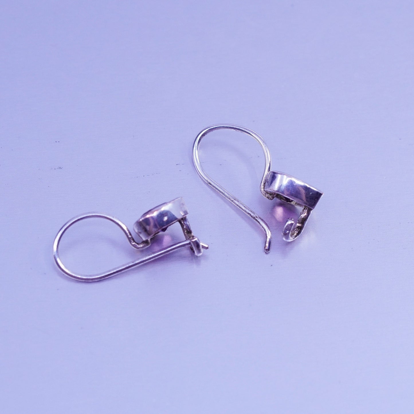 Vintage Sterling 925 silver earrings with heart amethyst