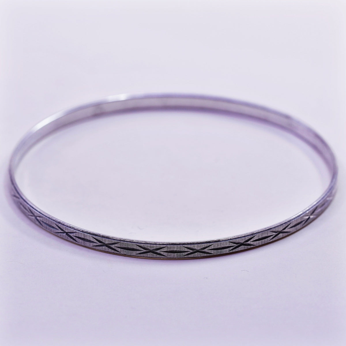 8.5”, vtg Italy milor sterling 925 silver handmade textured bracelet, bangle