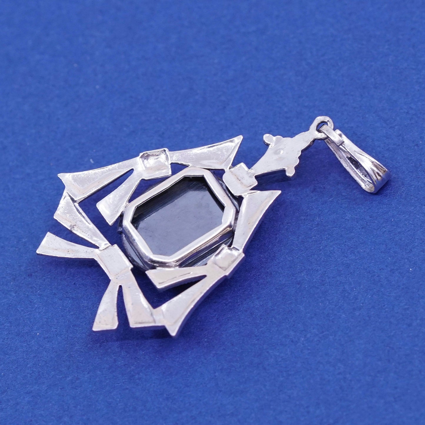 Vintage Sterling 925 silver handmade pendant with hematite