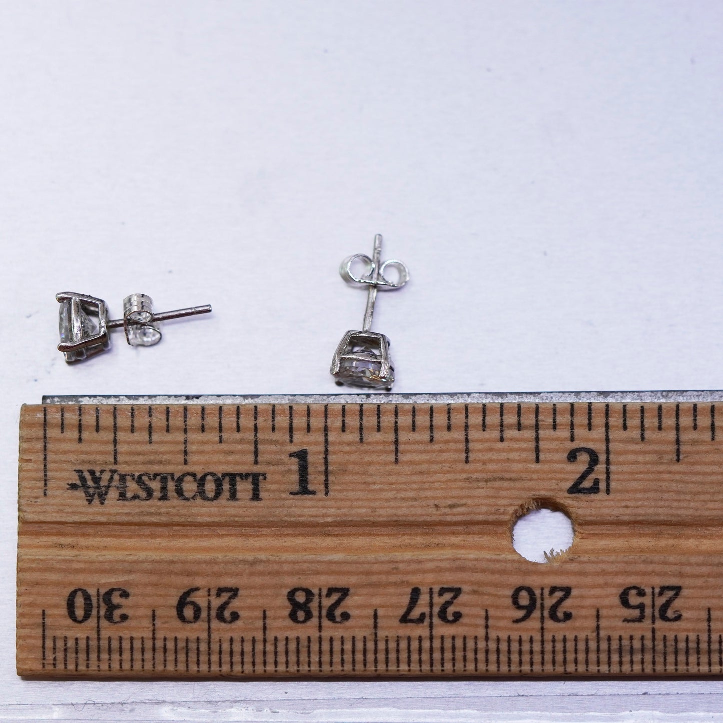 Vintage Sterling 925 silver earrings, studs with 5mm Cz