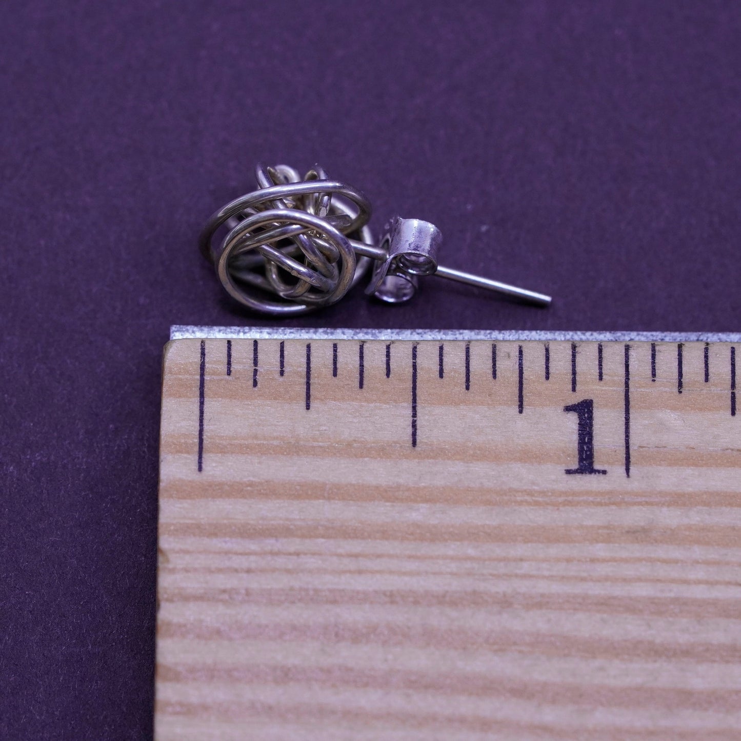 Vintage Sterling silver wired beads studs, 925 silver earrings