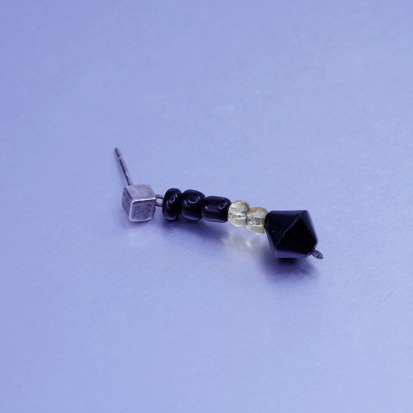 Vintage Sterling 925 silver earrings with onyx citrine beads
