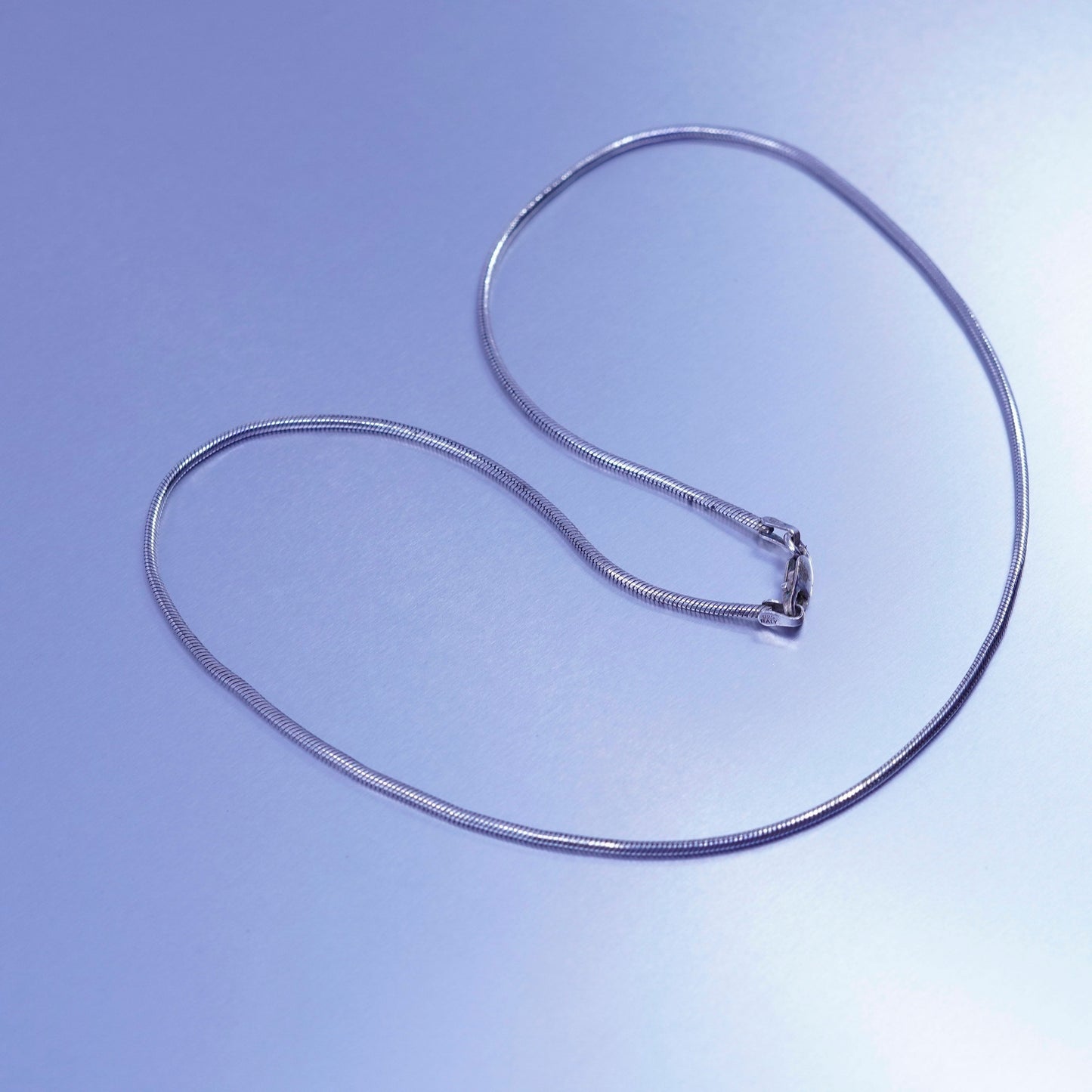 18” 1mm, vintage mongolia Sterling 925 silver snake chain necklace