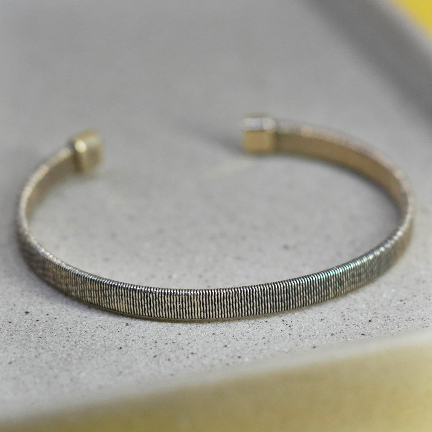 6.5”, Italy Dyadema vermeil gold Sterling silver bracelet, 925 glittering cuff