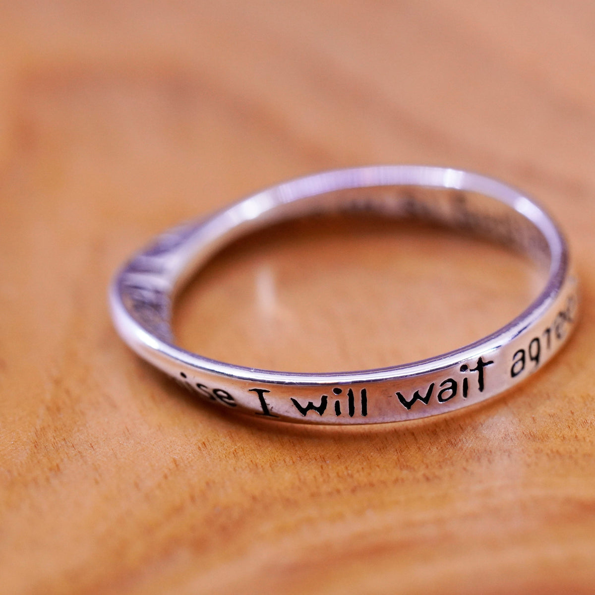 Size 6.5, Sterling silver inspirational ring, 925 quote band “today I promise