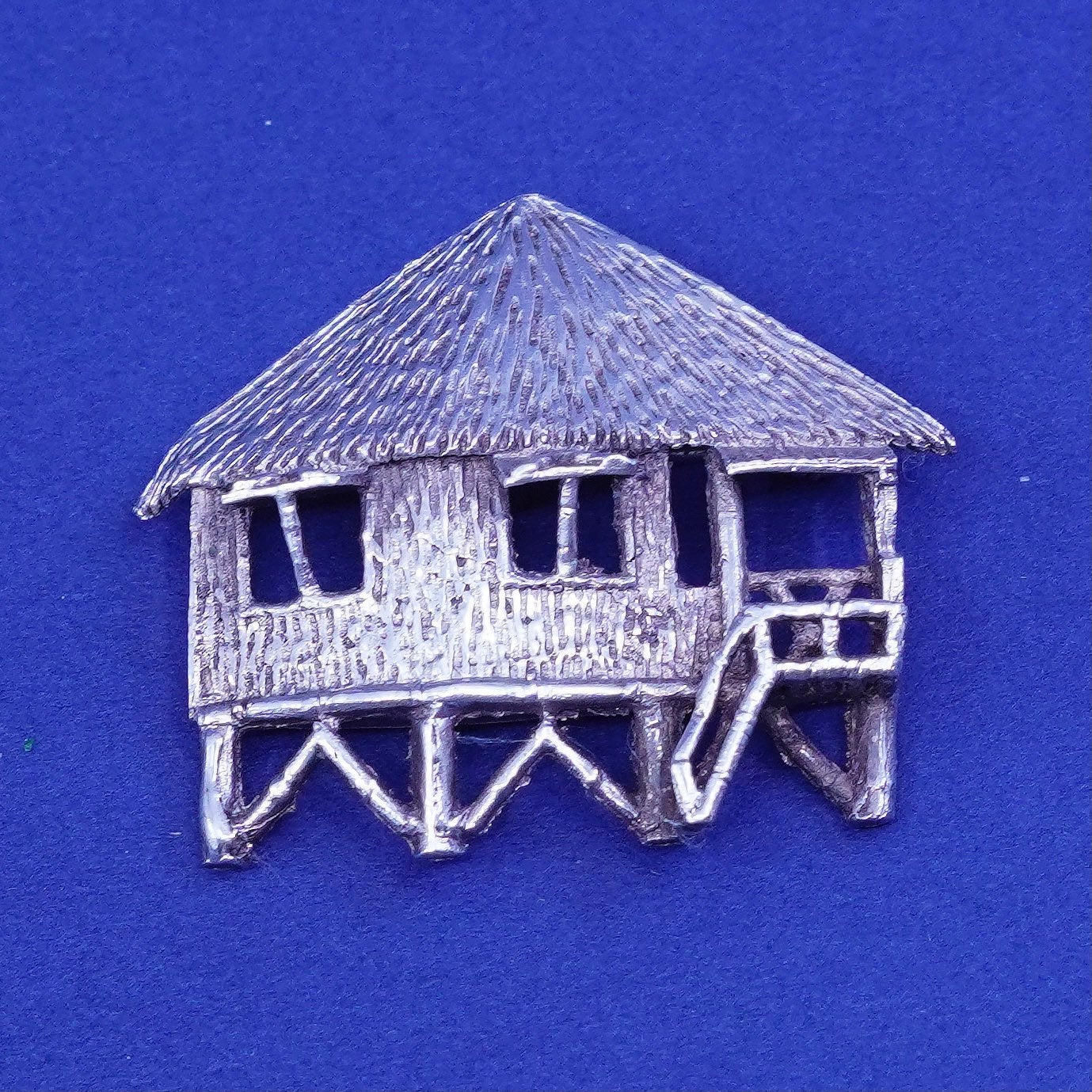 Vintage sterling silver handmade brooch, 925 modernist palm palapa pin