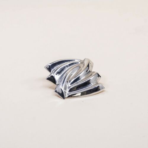Vtg Modern STERLING 925 SILVER Mexican Handmade Earrings, Ribbed 925 Clip On