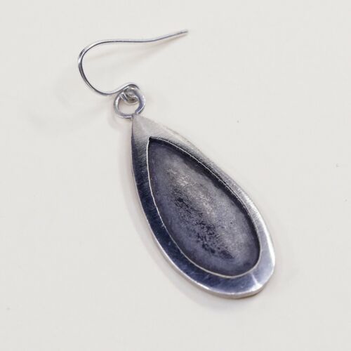 Vtg Mexico Sterling 925 Silver Handmade Hammered Teardrop Dangles Earrings