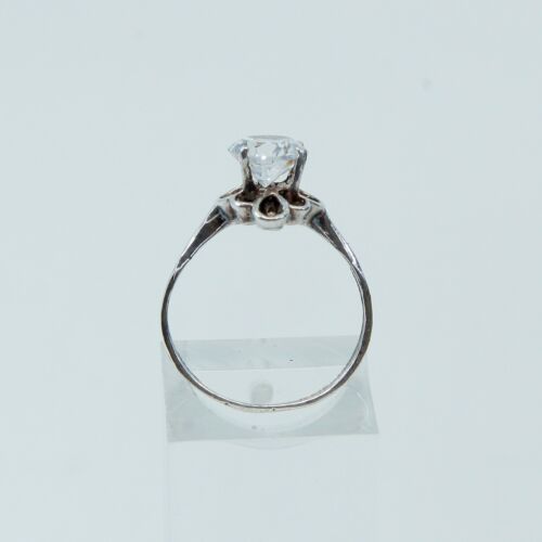 Sz 6, Vtg Sterling Silver Handmade Ring, 925 Filigree Whirl Band W/ Crystal
