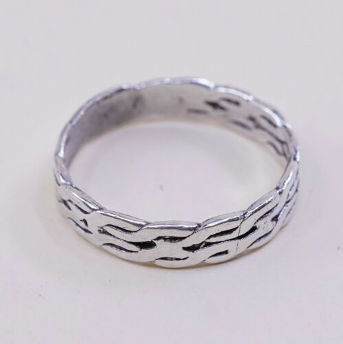 Size 6.75, Vtg Sterling Silver Handmade Ring, 925 Woven Braided Band