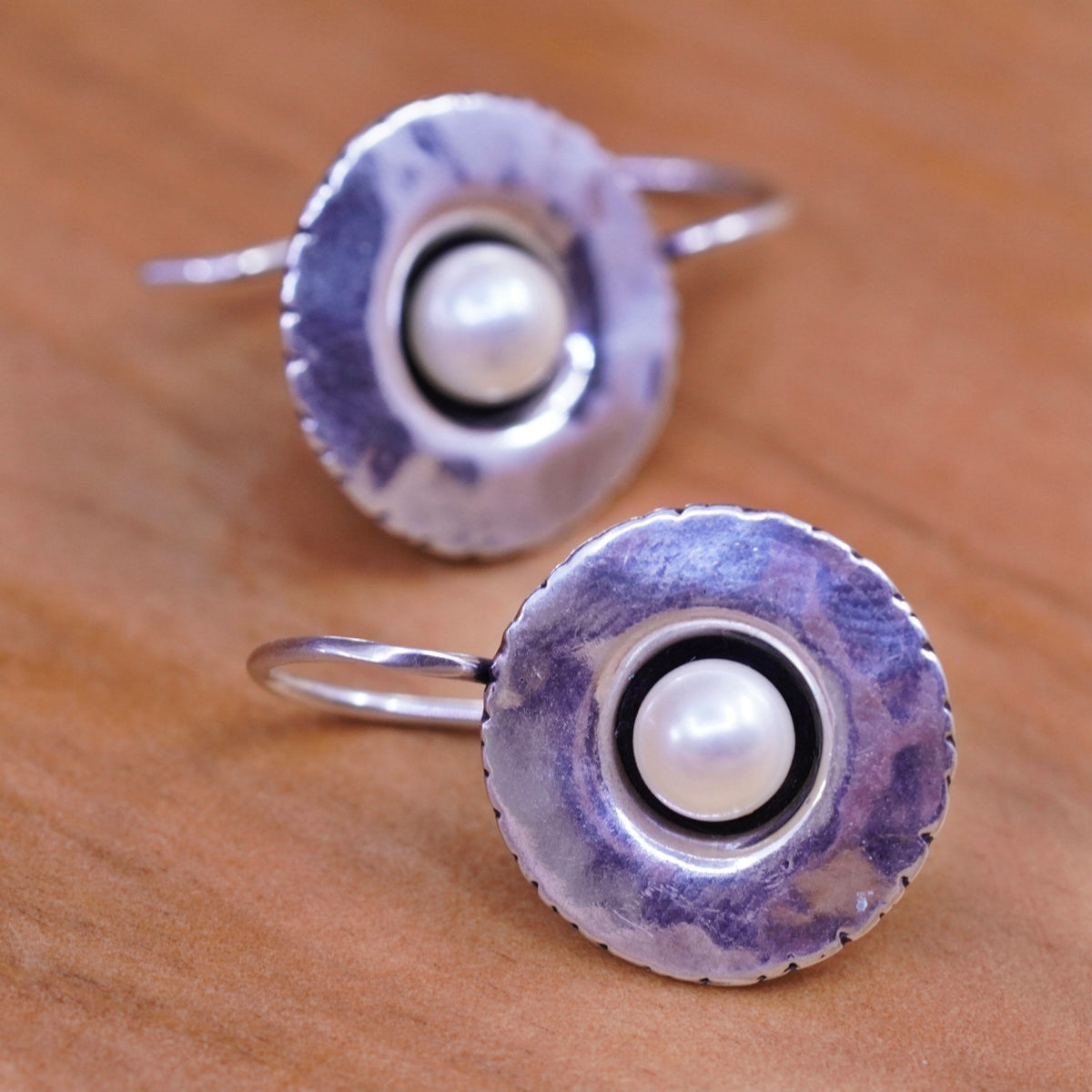 Vintage Israel didae shablool Sterling 925 silver handmade earrings with pearl