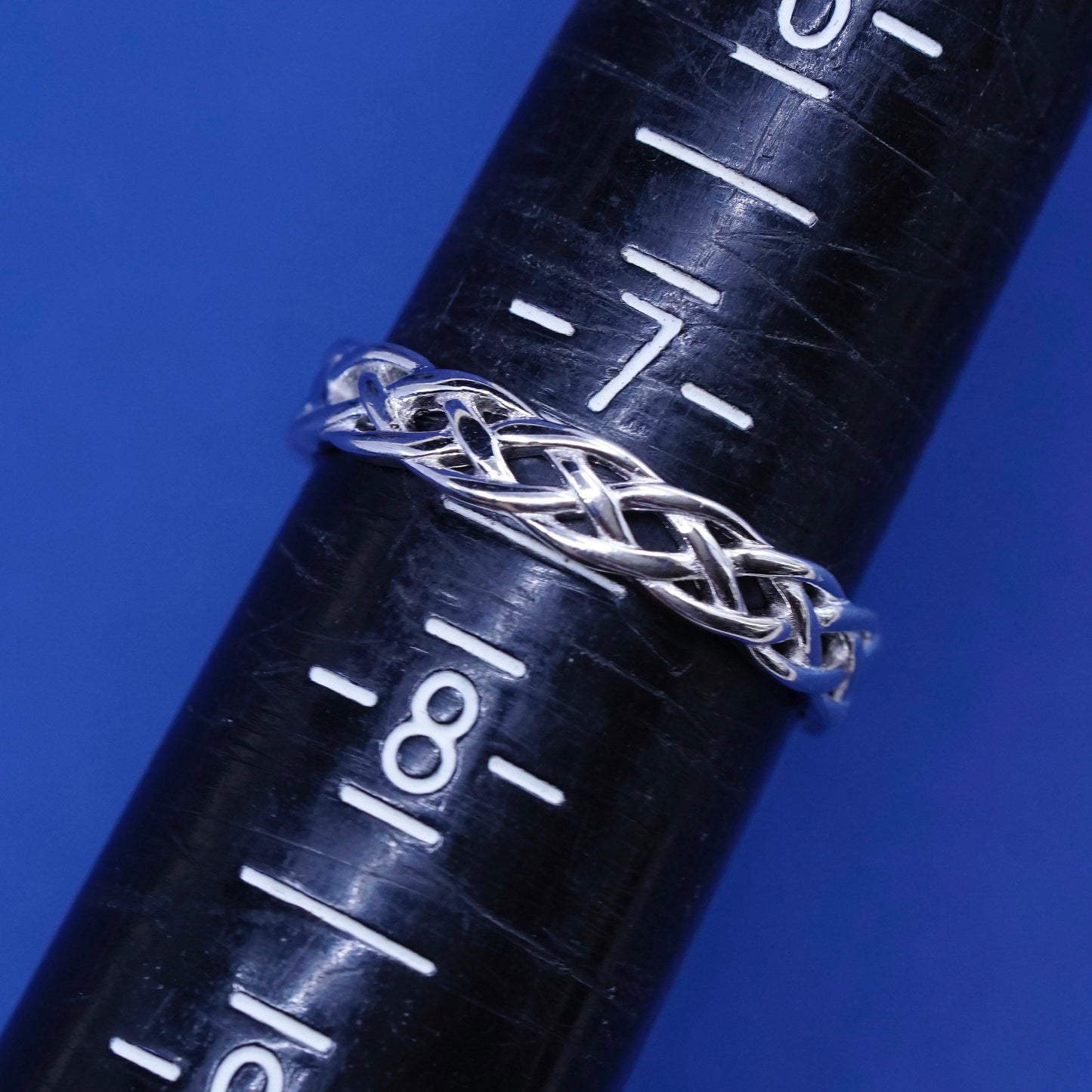 Size 7.25, vintage Sterling silver handmade ring, 925 woven band