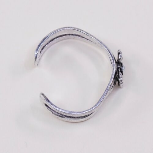 Sz 3.5, Vtg Sterling Silver Butterfly Ring W/ Blue Cz, Open Band, Silver Tested