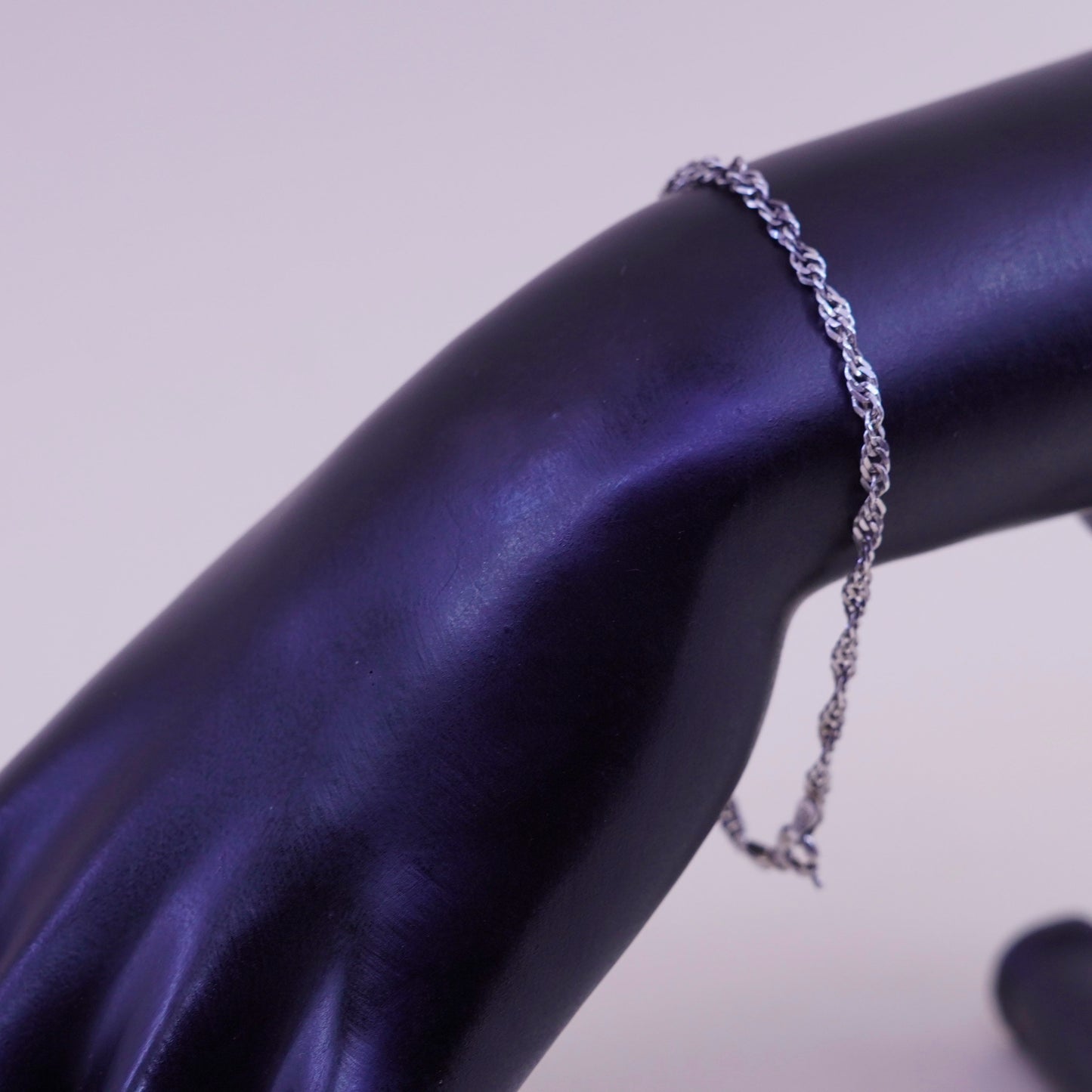 7”, 3mm, Vintage Milor sterling silver bracelet, twisted curb link bracelet