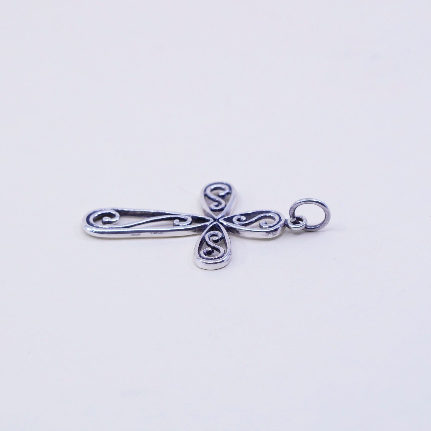 Vintage handmade Sterling silver pendant, 925 filigree cross