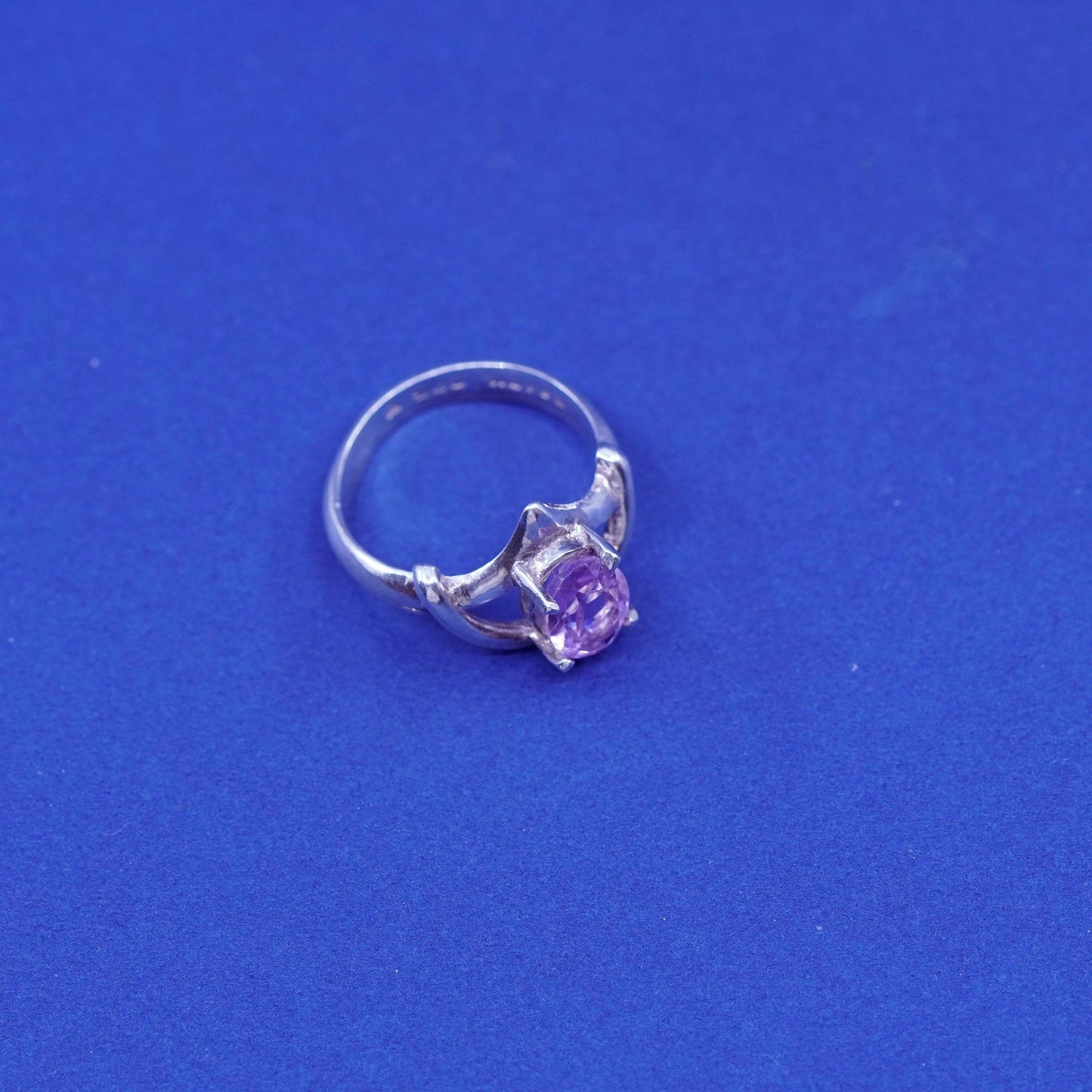 Size 5.75, vintage Brazil Sterling 925 silver handmade ring with amethyst
