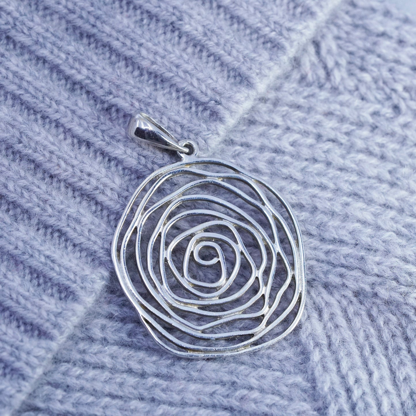 Vintage sterling 925 silver filigree flower pendant charm