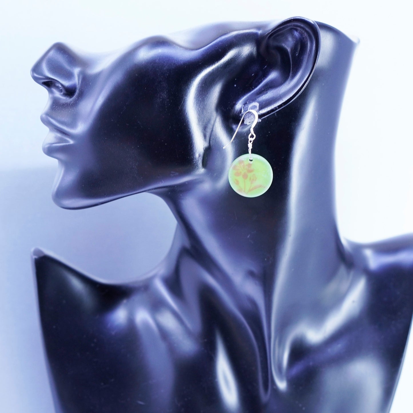 vintage Sterling silver handmade earrings, 925 circle dangles