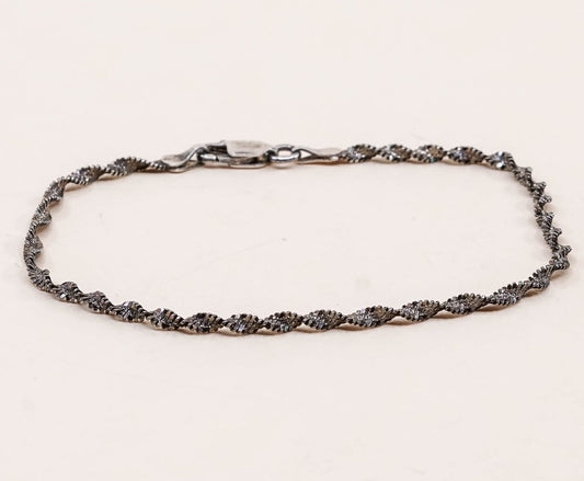 6.75", 3mm, VTG gold over sterling silver bracelet, 925 twisted herringbone