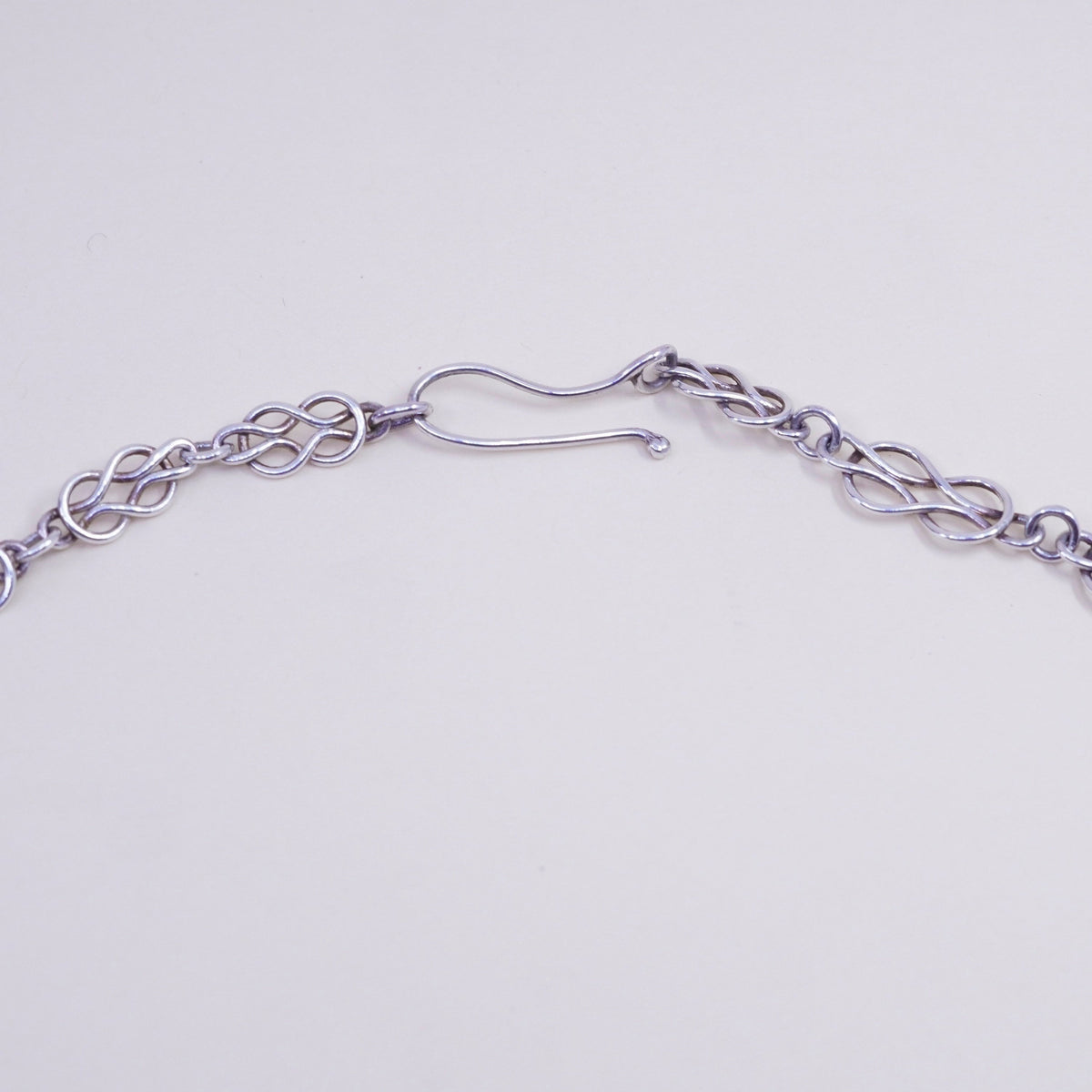 21”, 9mm, Vintage sterling silver entwined link chain, Italy 925 necklace