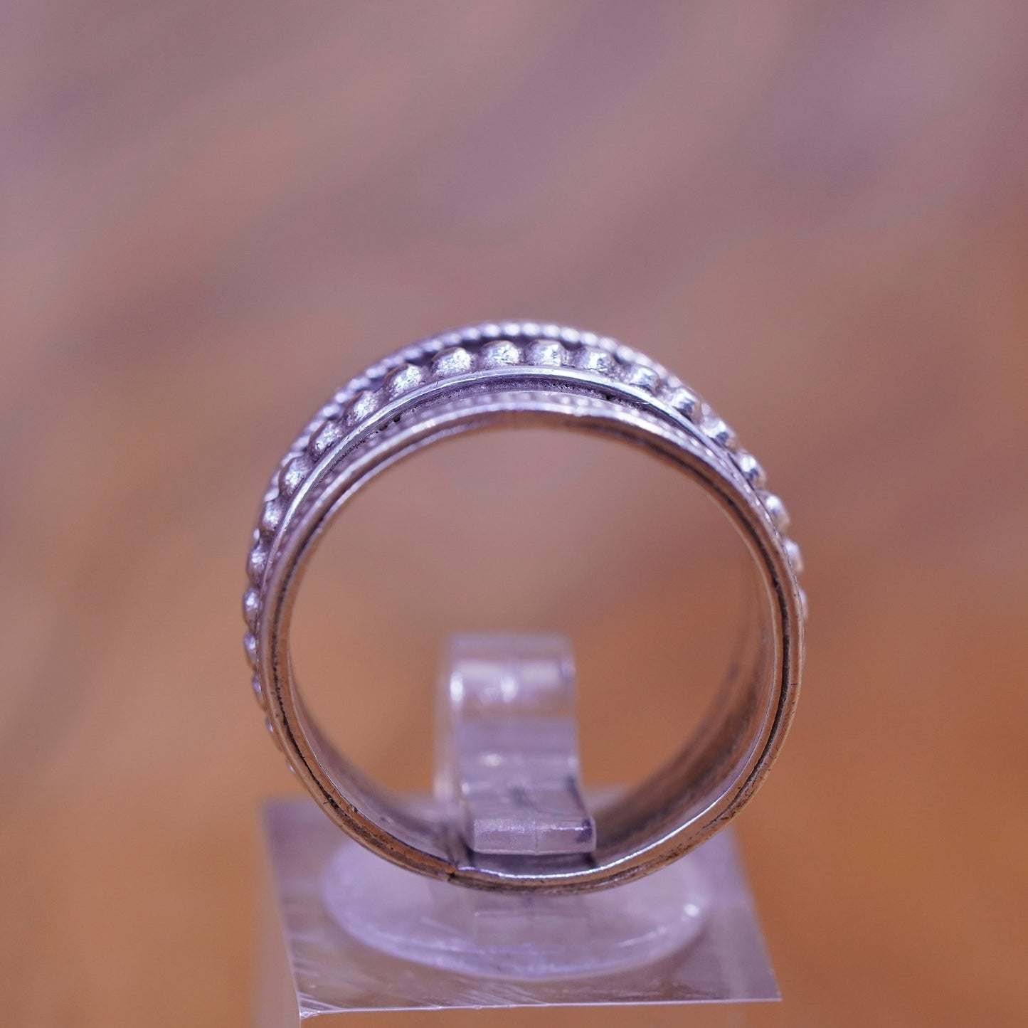 Size 8, vintage Sterling silver handmade ring, 925 band with rope cable around