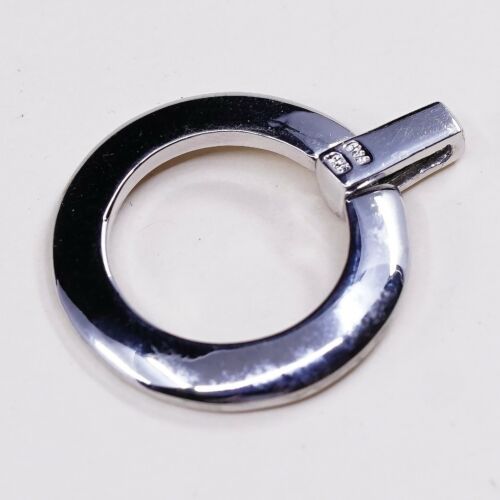 Vintage Sterling Silver Handmade Pendant, 925 Circle Pendant