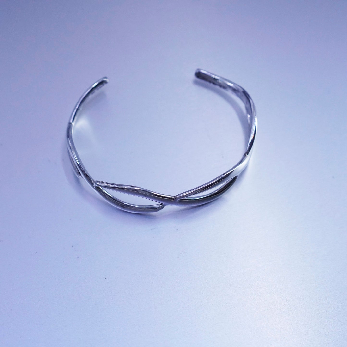 6.75”, Vintage Sterling 925 silver handmade bracelet, twisted cuff