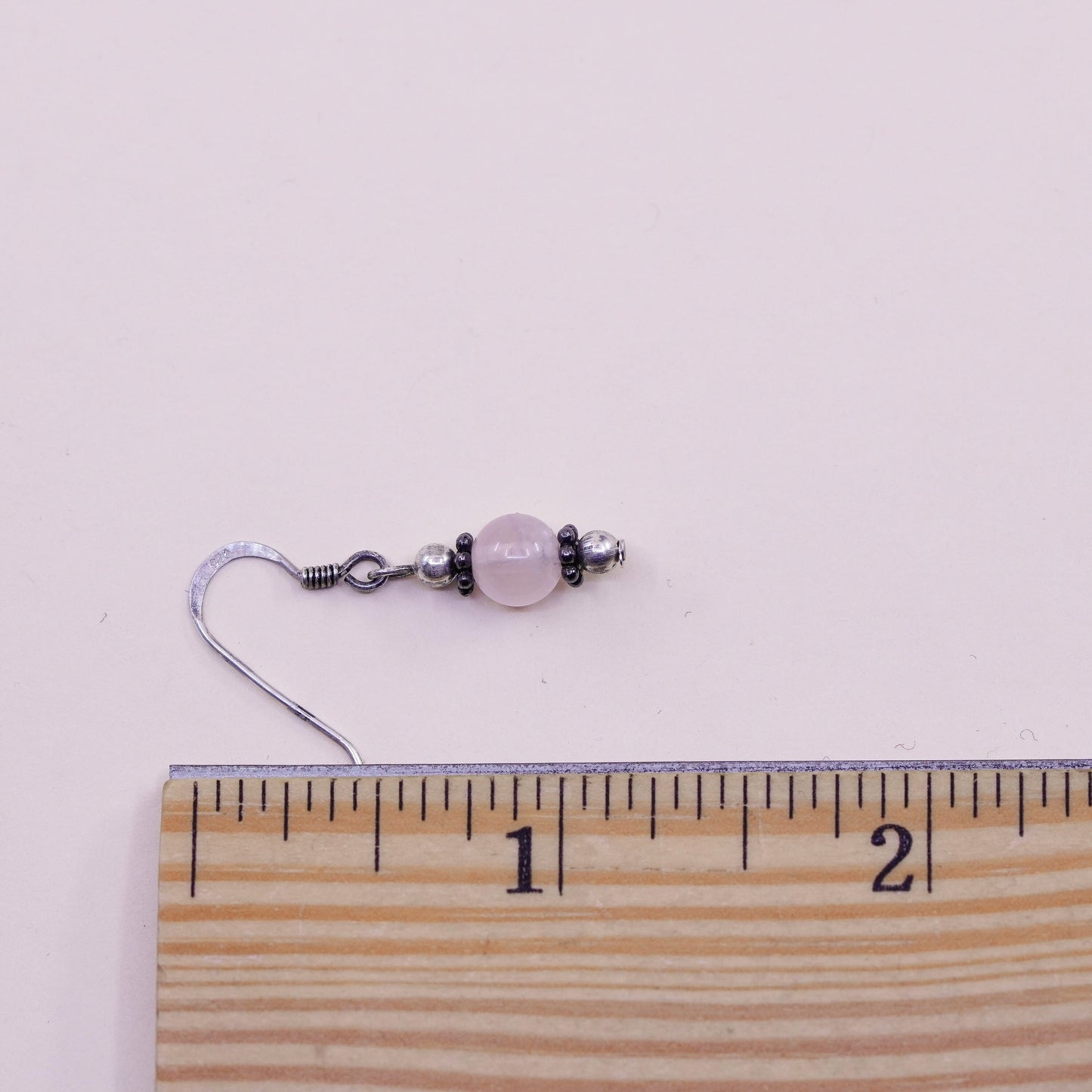 Vintage Sterling 925 silver handmade earrings with pink crystal