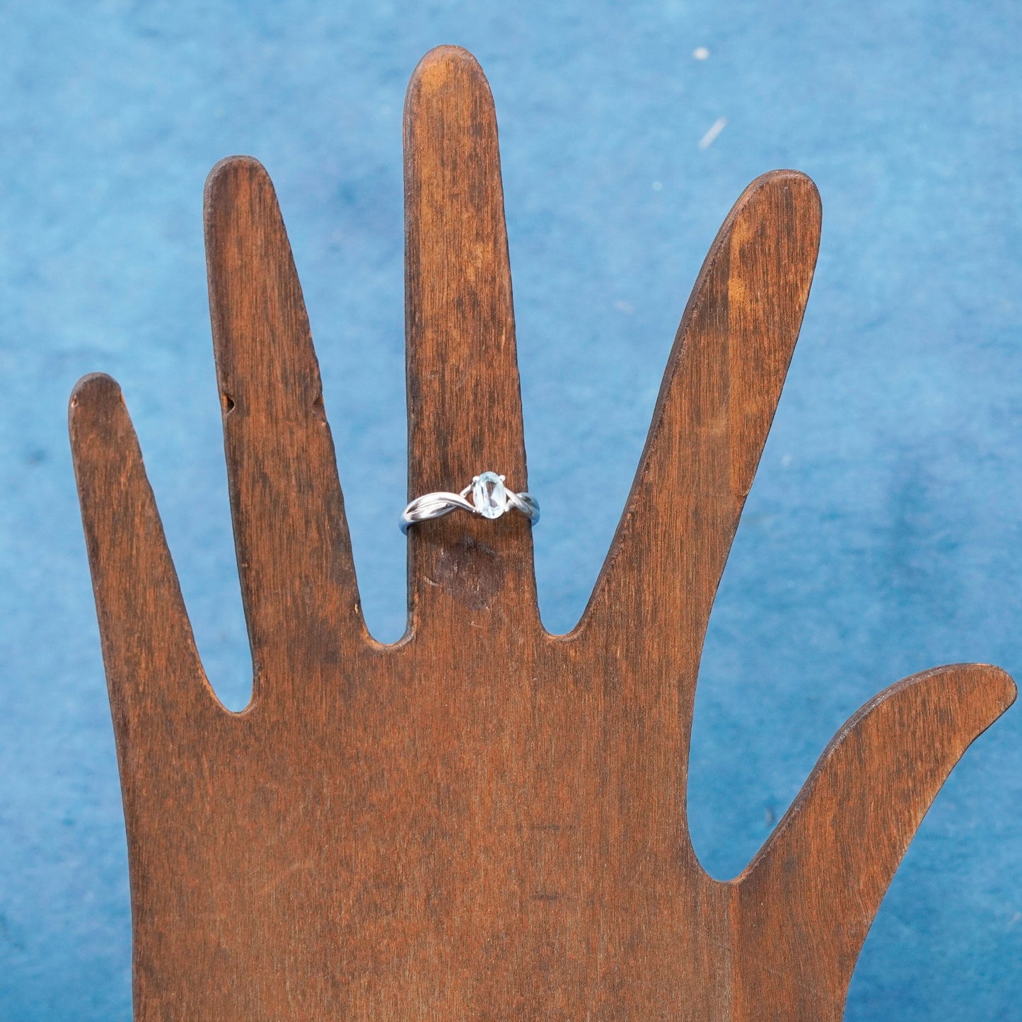 Size 6, vintage Sterling silver handmade ring, 925 stackable ring with topaz