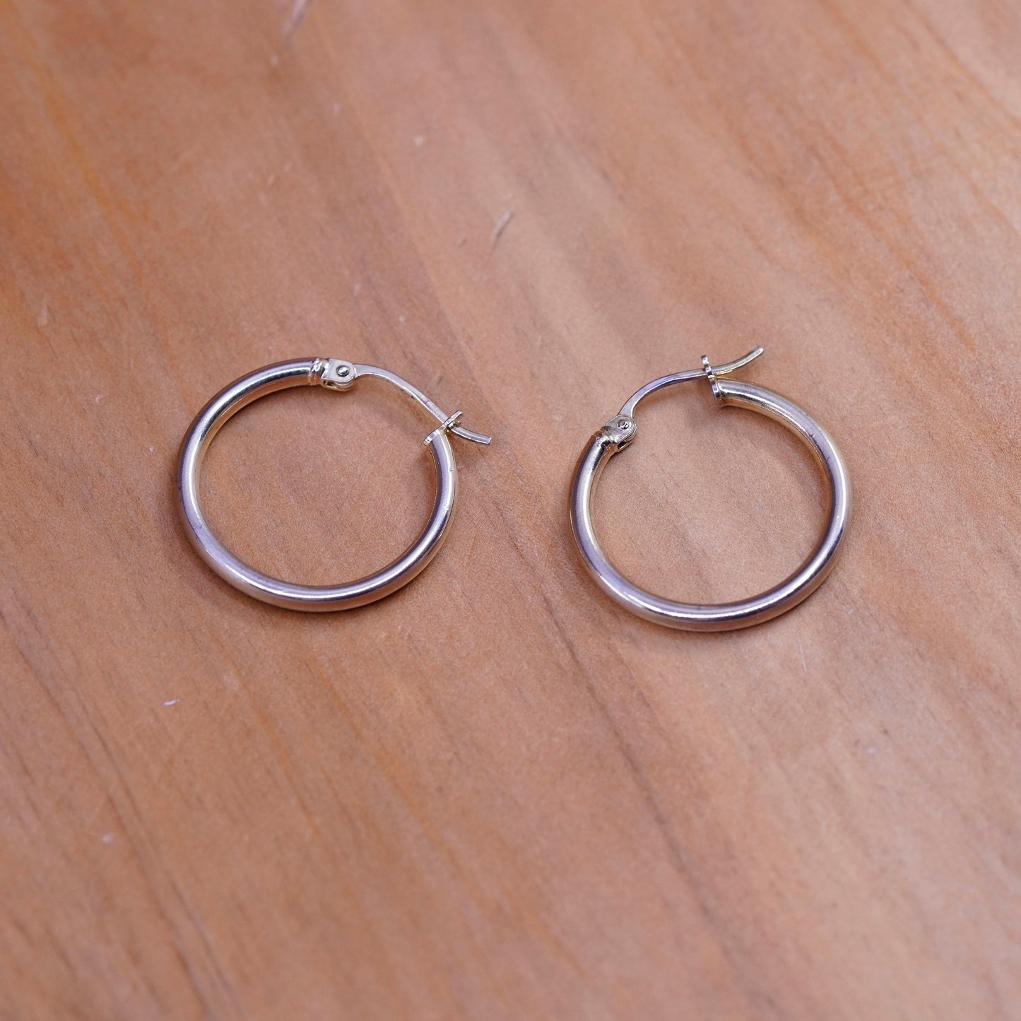 0.75”, Vintage vermeil gold over Sterling silver handmade earrings, 925 hoops