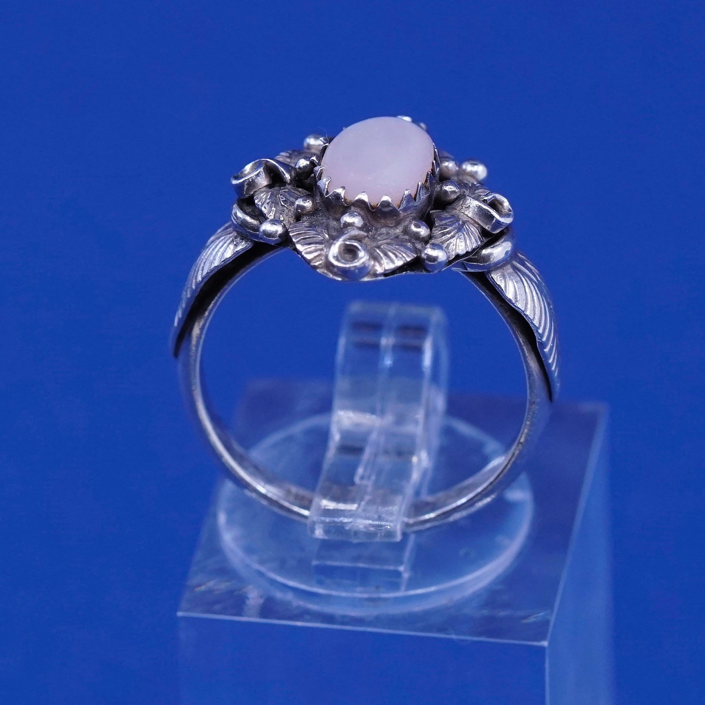 sz 5.75, southwestern Sterling 925 silver handmade heart ring w/ pink MOP