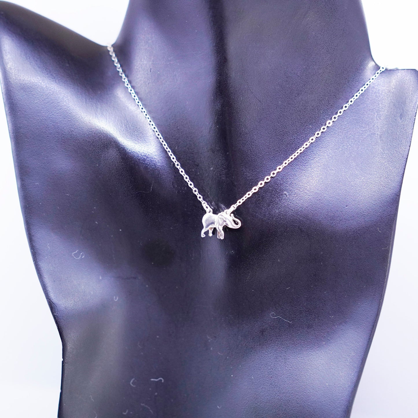 16+2”, Dyadema Sterling 925 silver elongated chain necklace elephant pendant