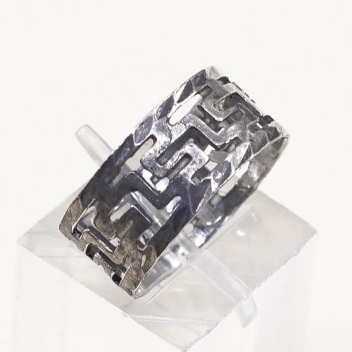 Sz 6.5, Vtg Sterling Silver Handmade Ring, 925 Silver Band W/ filigree swirl
